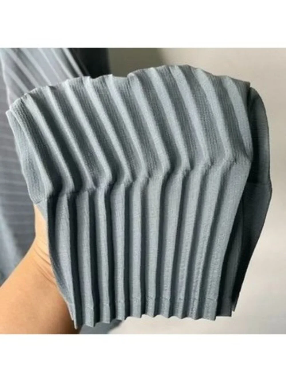 Babette San Francisco Pleated Tunic Shirt L Slate Blue Rare Retired Designer - Picture 5 of 10